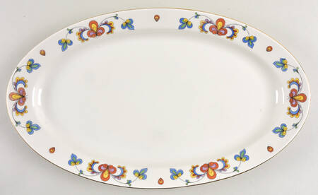Farmer's Rose (Rim, Gold Trim) 15" Oval Serving Platter
