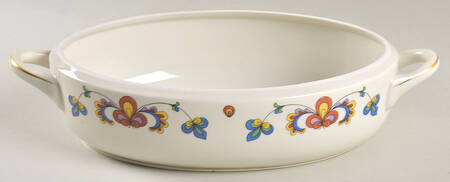 Farmer's Rose (Rim, Gold Trim) Oval Vegetable No Lid