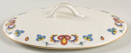 Farmer's Rose (Rim, Gold Trim) Lid for Oval Vegetable