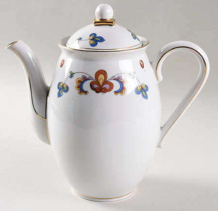 Farmer's Rose (Rim, Gold Trim) Coffee Pot & Lid