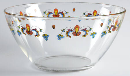 Farmer's Rose (Rim, Gold Trim) 9" Glassware Salad Bowl