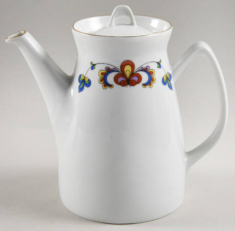 Farmer's Rose (Rim, Gold Trim) Coffee Pot & Lid