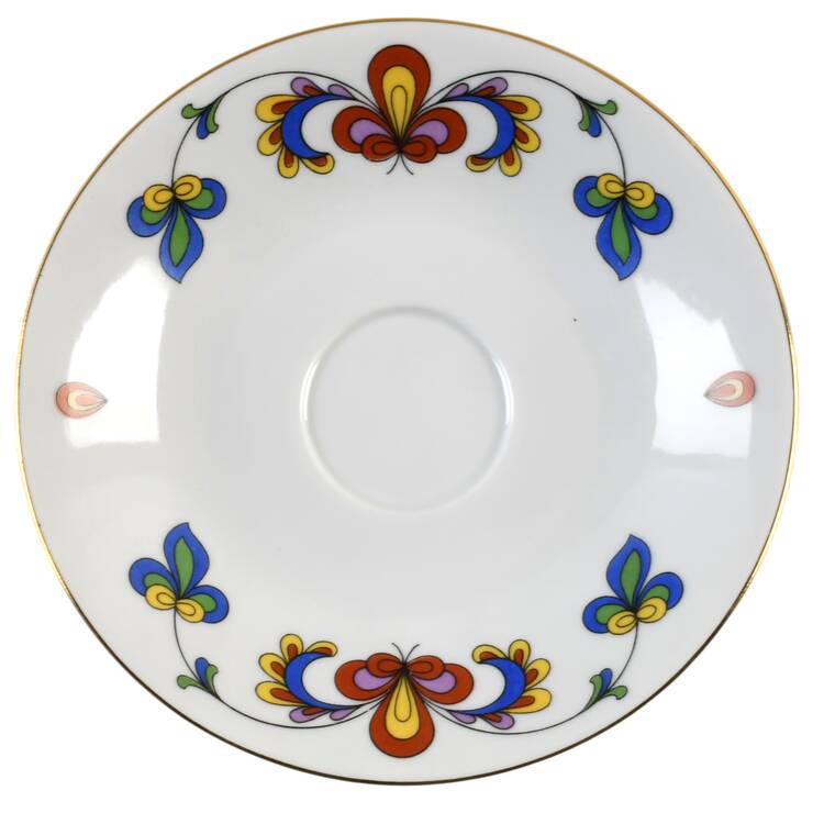 Farmer's Rose (Rim, Gold Trim) Saucer for Flat Demitasse Cup