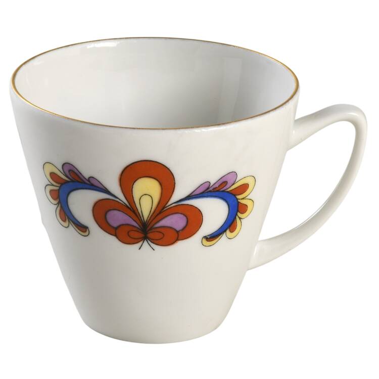Farmer's Rose (Rim, Gold Trim) Flat Demitasse Cup