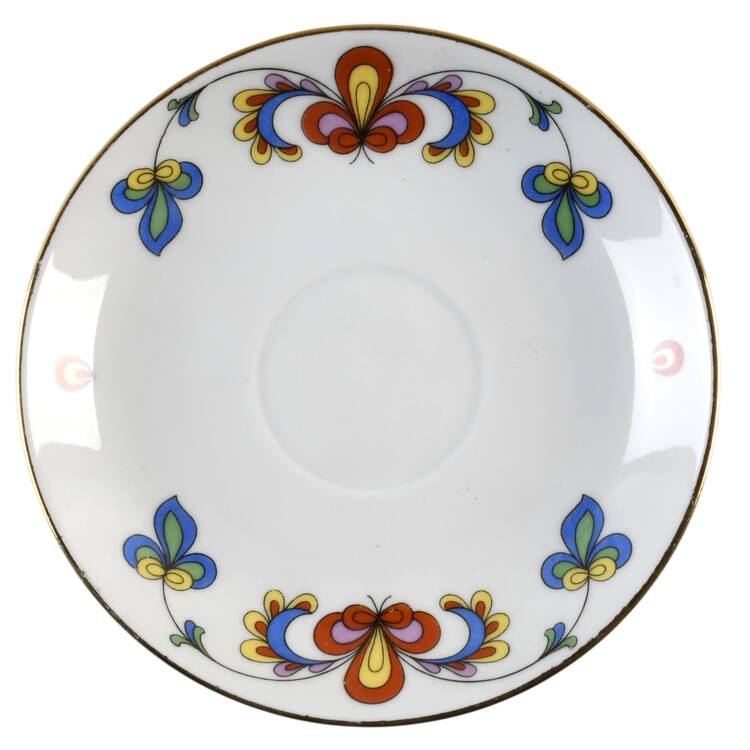 Farmer's Rose (Rim, Gold Trim) Saucer for Flat Cup