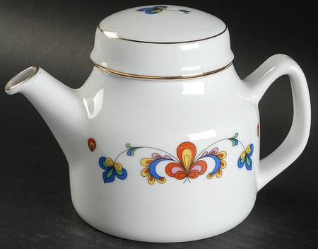 Farmer's Rose (Rim, Gold Trim) Mini Teapot & Lid