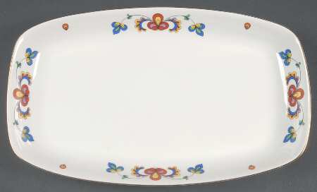 Farmer's Rose (Rim, Gold Trim) 12" Oval Serving Platter