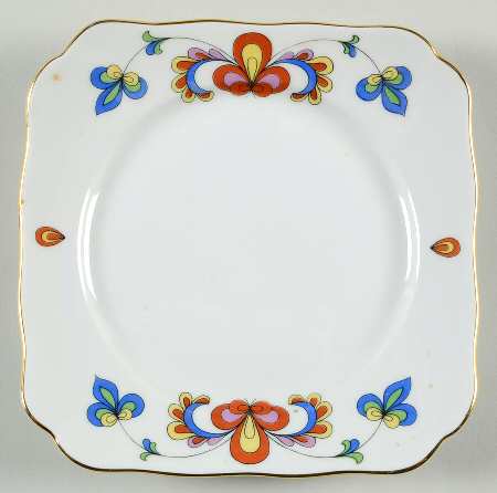 Farmer's Rose (Rim, Gold Trim) Square Bread & Butter Plate