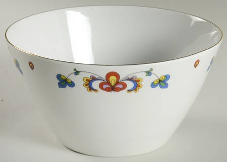 Farmer's Rose (Rim, Gold Trim) 8" Round Vegetable Bowl