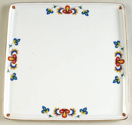 Farmer's Rose (Rim, Gold Trim) 11" Square Tray