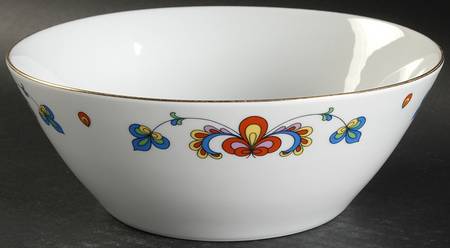 Farmer's Rose (Rim, Gold Trim) 8" Round Vegetable Bowl