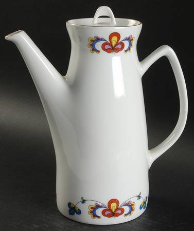 Farmer's Rose (Rim, Gold Trim) Coffee Pot & Lid