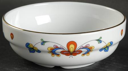 Farmer's Rose (Rim, Gold Trim) Fruit/Dessert (Sauce) Bowl