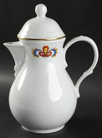 Farmer's Rose (Rim, Gold Trim) Coffee Pot & Lid
