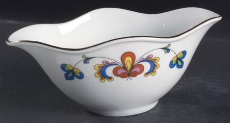 Farmer's Rose (Rim, Gold Trim) Open Sauce Boat