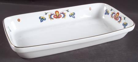 Farmer's Rose (Rim, Gold Trim) 12" Rectangular Baker