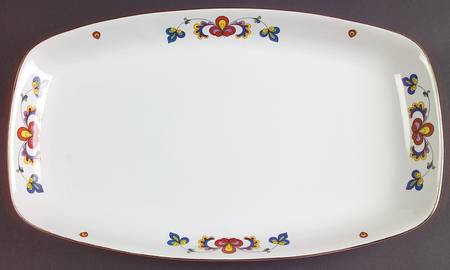 Farmer's Rose (Rim, Gold Trim) 14" Oval Serving Platter