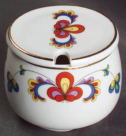 Farmer's Rose (Rim, Gold Trim) Jam/Jelly & Lid