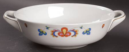 Farmer's Rose (Rim, Gold Trim) Round Vegetable No Lid