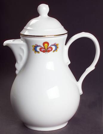 Farmer's Rose (Rim, Gold Trim) Coffee Pot & Lid