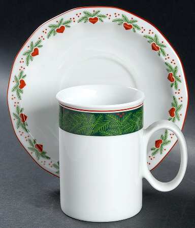 Hearts & Pines (Multisided) Flat Cup & Saucer Set