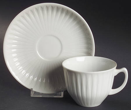 Spire White Flat Cup & Saucer Set