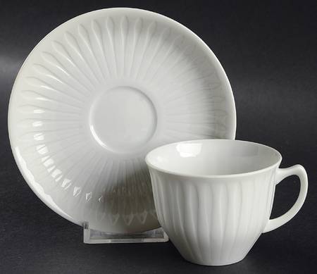 Spire White Flat Demitasse Cup & Saucer Set