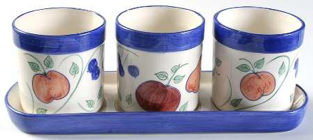 Orchard Medley Flower Pot Set (3 Pots on a Tray)