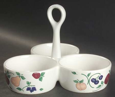 Orchard Medley 3 Part Condiment Server W/Center Handle