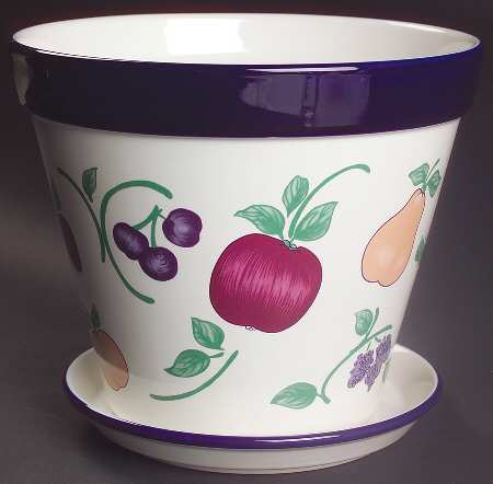 Orchard Medley 6" Flower Pot & Underplate