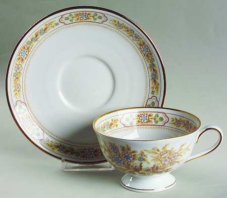 Virginia Heritage (Floral Design) Footed Cup & Saucer Set