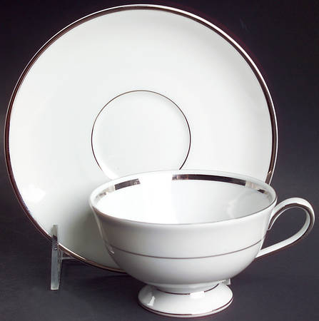 Princess Heritage (Platinum Trim) Footed Cup & Saucer Set