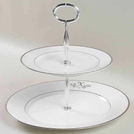 Princess Heritage (Platinum Trim) 6 5/8"-10"  2 Tiered Serving Tray (Dp, Sp) HC