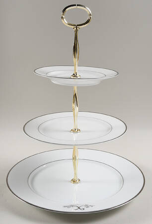 Princess Heritage (Platinum Trim) 13 7/8"-14 1/4" 3-Tiered Serving Tray(DP,SP,BB) HC