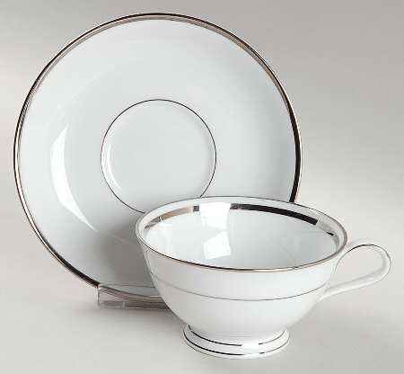 Princess Heritage (Platinum Trim) Footed Cup & Saucer Set