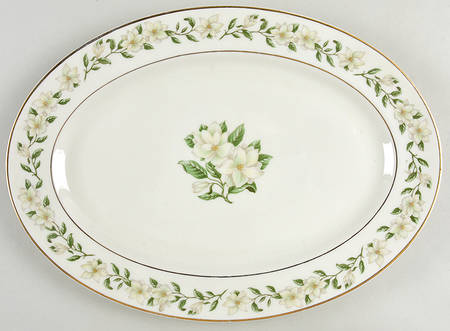 Bridal Wreath 13" Oval Serving Platter