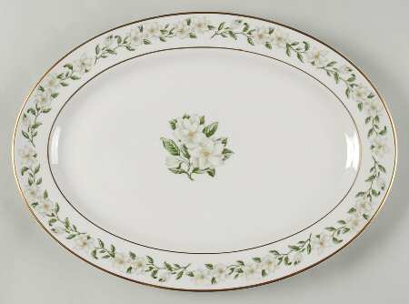 Bridal Wreath 15" Oval Serving Platter