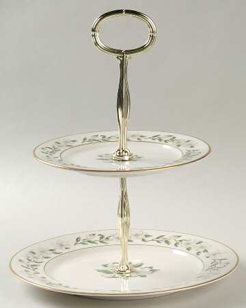 Bridal Wreath 2-Tiered Serving Tray (Salad & Bread/Butter Plate)