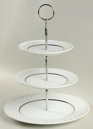 Elegance (Platinum Inner Ring) 3-Tiered Serving Tray (DP, SP, BB)
