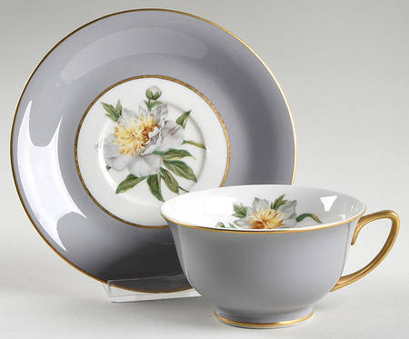 Golden Peony Footed Cup & Saucer Set by Princess - Empcraft (USA)