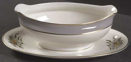 Golden Peony Gravy Boat with Attached Underplate