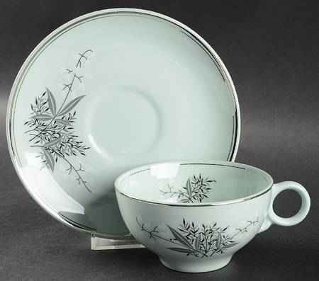 Lady Empire (Platinum Trim) Flat Cup & Saucer Set