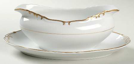 Golden Baroque Gravy Boat with Attached Underplate