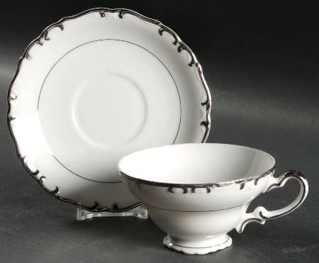 Silver Baroque Footed Cup & Saucer Set