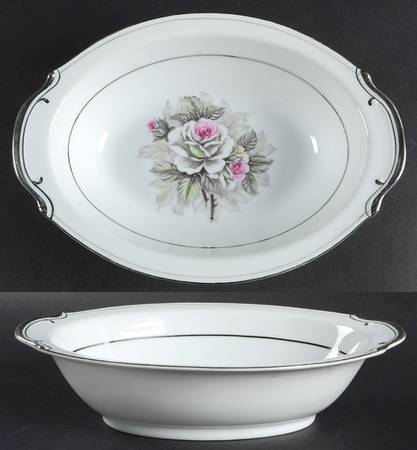 White Rose 10" Oval Vegetable Bowl