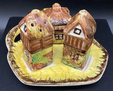 Ye Olde Cottage Cruet Set-3 Pc (SAPM2,MUSM1,CRS3T1)