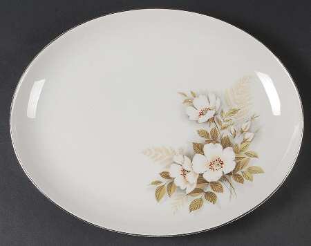 Ivory Rose 13" Oval Serving Platter