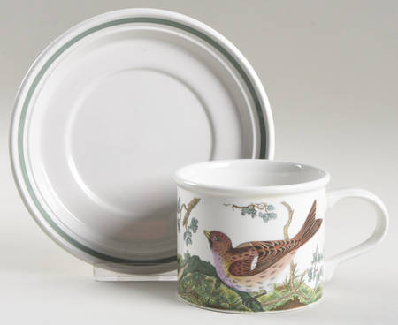 Birds of Britain Drum Breakfast Cup & Saucer Set with Green Band