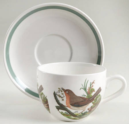 Birds of Britain Jumbo Cup & Saucer Set with Green Band Saucer