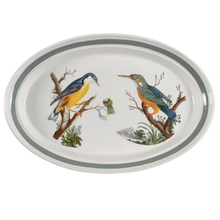 Birds of Britain 11" Oval Steak Platter with Green Band